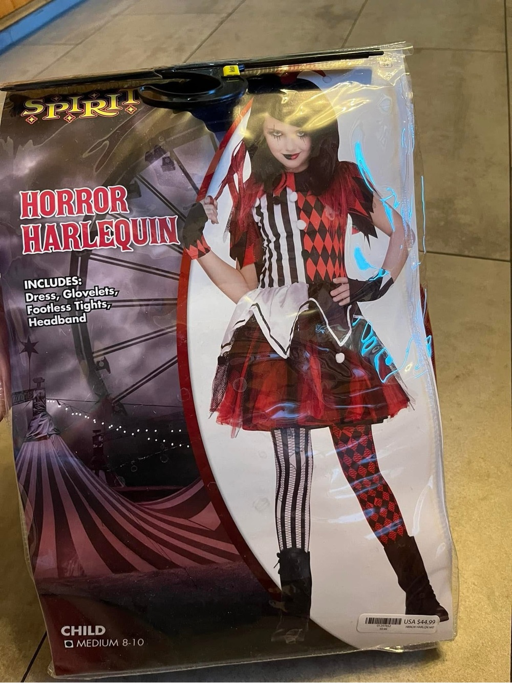 Spirit Horror Harlequin Child Costume - Red and Black
